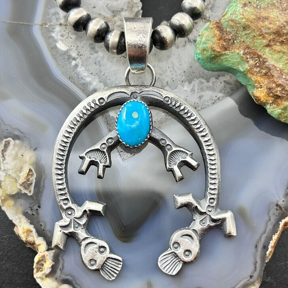 Eva & Linberg Billah Native American Sterling Oval Turquoise Unisex Naja Pendant